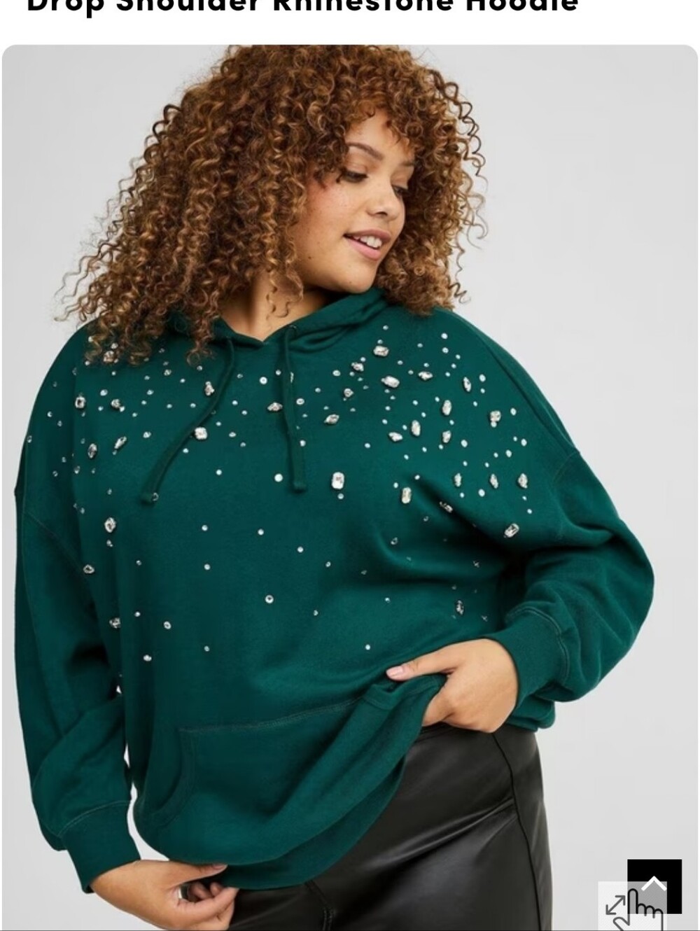 Torrid GREY Drop Shoulder Rhinestone Hoodie 2x